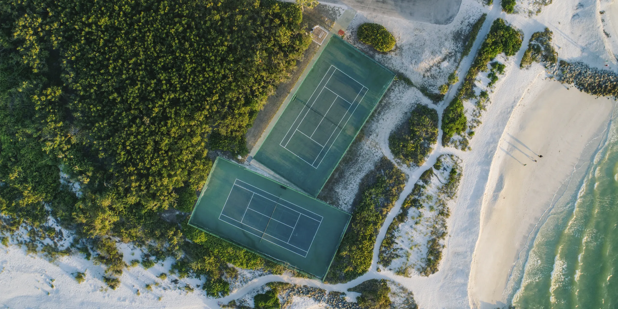 Aerial view of tennis courts